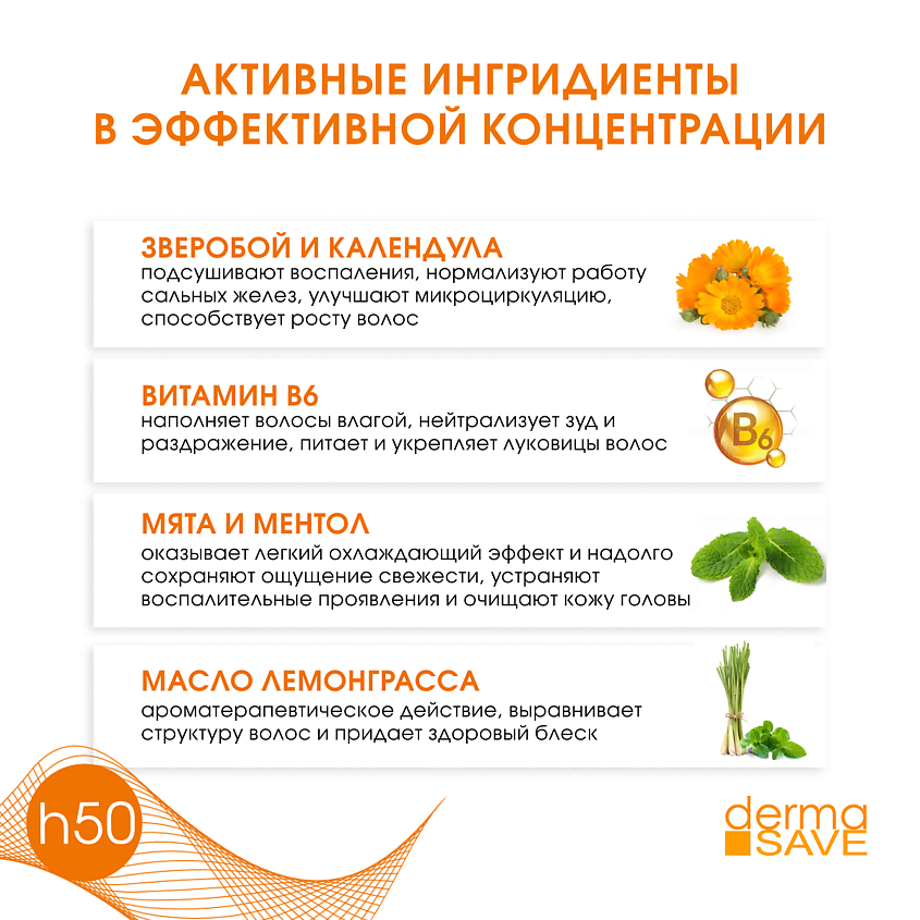 DERMA SAVE Шампунь H50  для жирных волос "Дермасейв Эвридей Лемонграсс" – фото 6