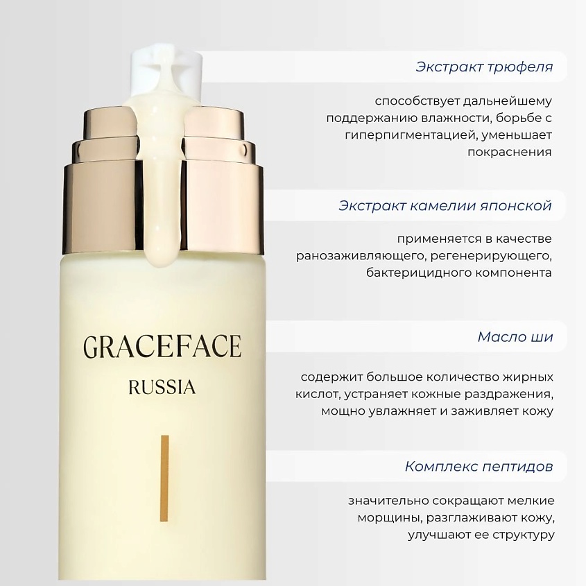 GRACE FACE Набор уходовых средств для лица с экстрактом трюфеля: лосьон, тоник, крем, сыворотка. – фото 6