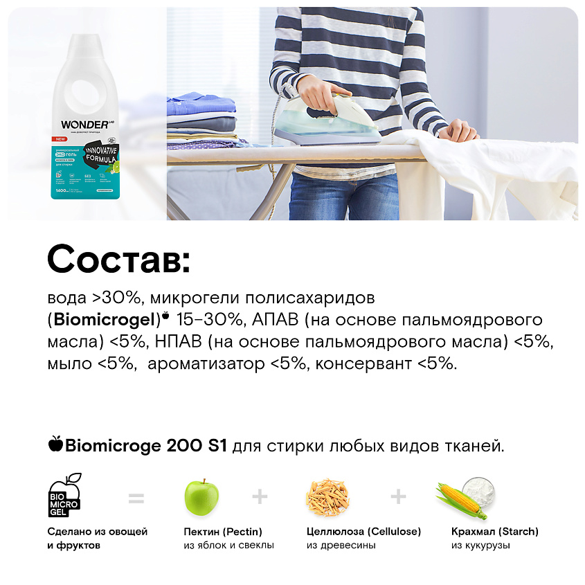 WONDER LAB Универсальный эко гель для стирки белья "Мелисса и лайм" – фото 6
