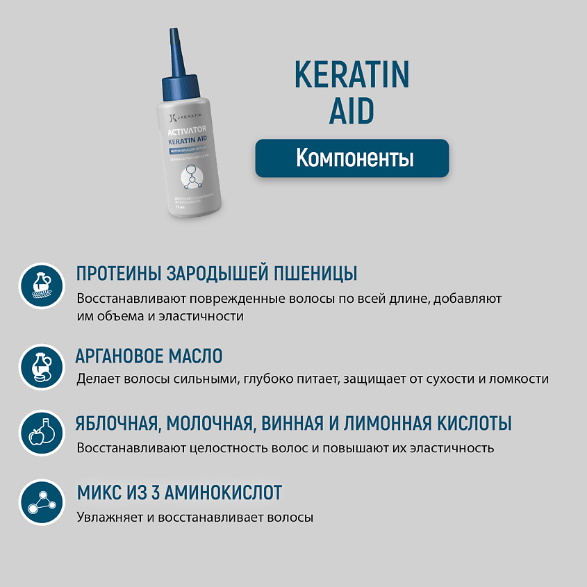 JKERATIN Профессиональное средство для волос (капли-нейтрализатор) KERATIN AID – фото 5