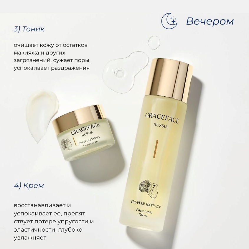 GRACE FACE Набор уходовых средств для лица с экстрактом трюфеля: лосьон, тоник, крем, сыворотка. – фото 5