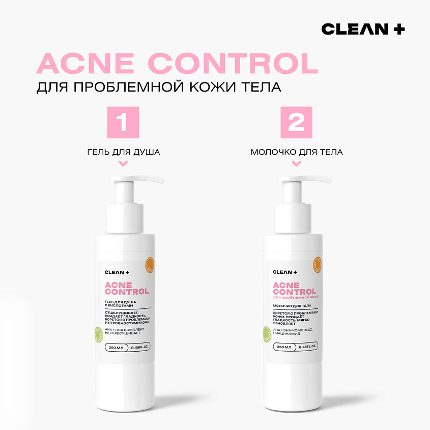 CLEAN+ Молочко для тела ACNE CONTROL отшелушивает, снимает воспаление – фото 6