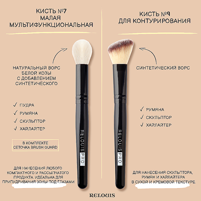 RELOUIS Кисть косметическая №9 для контурирования PRO Contouring Brush – фото 3