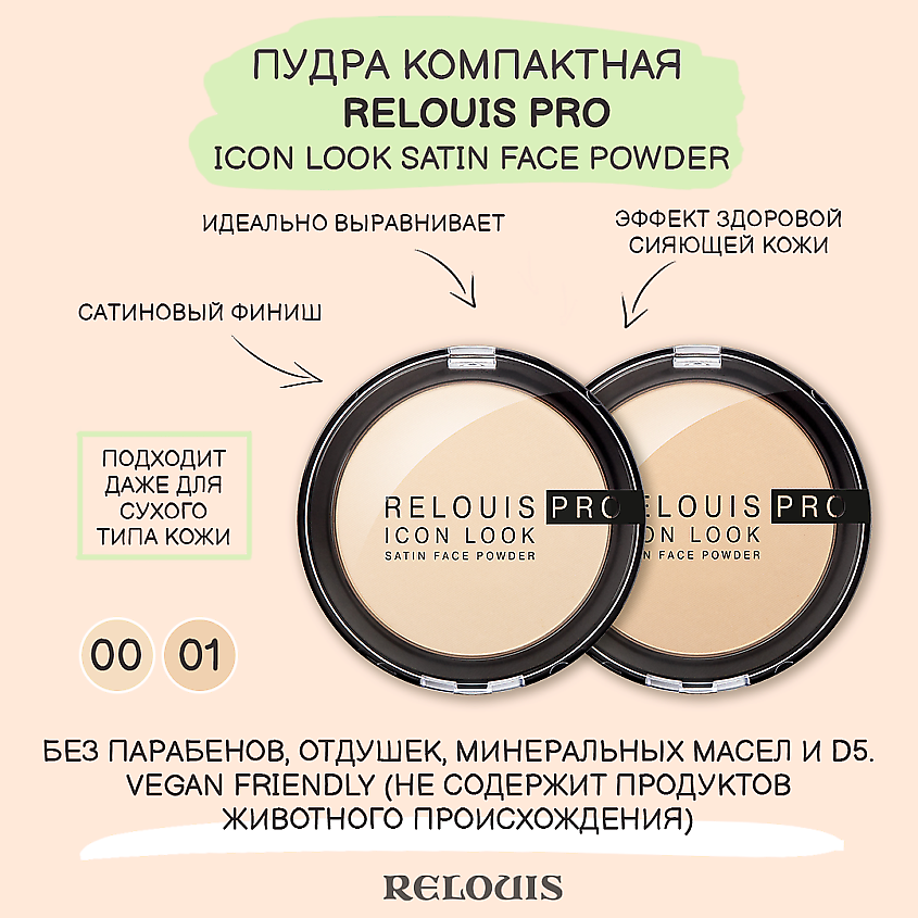 RELOUIS Пудра компактная PRO Icon Look Satin Face Powder – фото 4