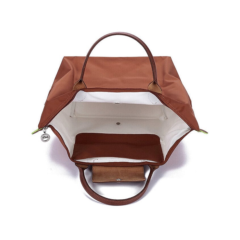 LONGCHAMP Сумка Le Pliage Green Cow Leather Trim Dumpling Medium Size Women's Brown – фото 6