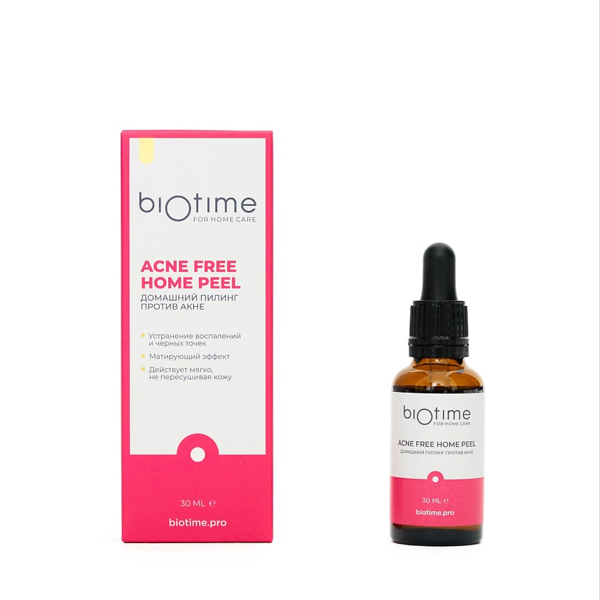 BIOTIME FOR HOME CARE Пилинг для лица матирующий с кислотами против прыщей, акне и черных точек – фото 2
