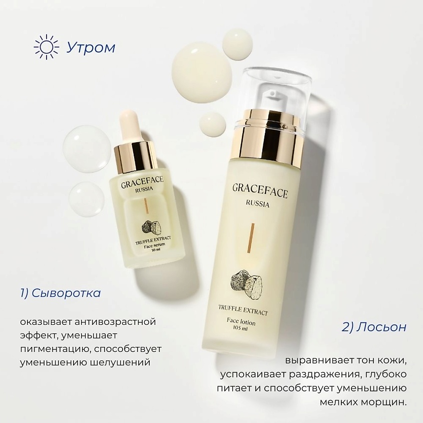 GRACE FACE Набор уходовых средств для лица с экстрактом трюфеля: лосьон, тоник, крем, сыворотка. – фото 4