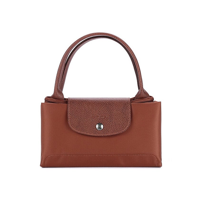 LONGCHAMP Сумка Le Pliage Green Cow Leather Trim Dumpling Medium Size Women's Brown – фото 7