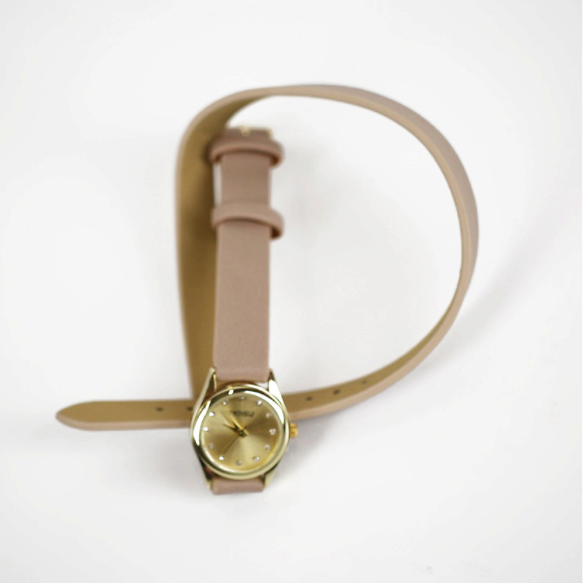 TWINKLE Наручные часы с японским механизмом beige+gold doublebelt – фото 2