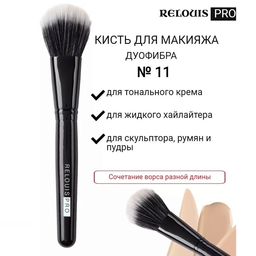 RELOUIS Кисть косметическая №11 дуофибра PRO Duo Fiber Brush – фото 1