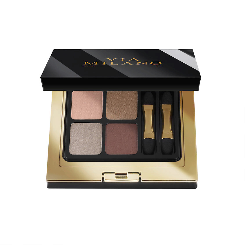 VIA MILANO Палетка теней для век четырехцветная с витамином Е Зелёный чай Eyeshadow Palette 4 Colours Green Tea – фото 1