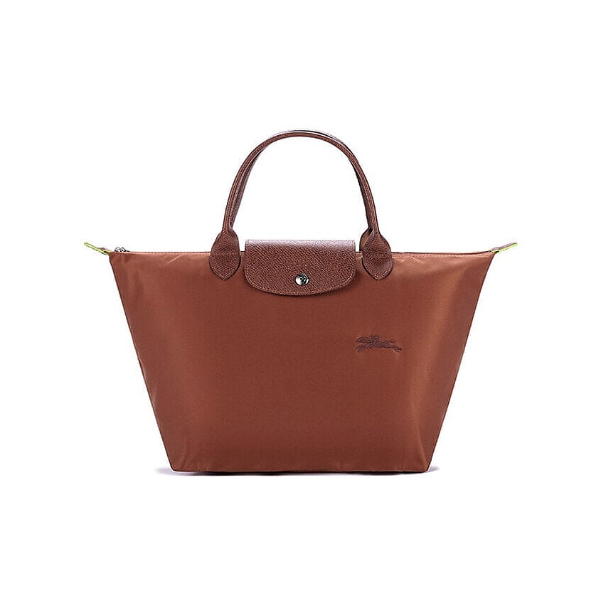 LONGCHAMP Сумка Le Pliage Green Cow Leather Trim Dumpling Medium Size Women's Brown – фото 1