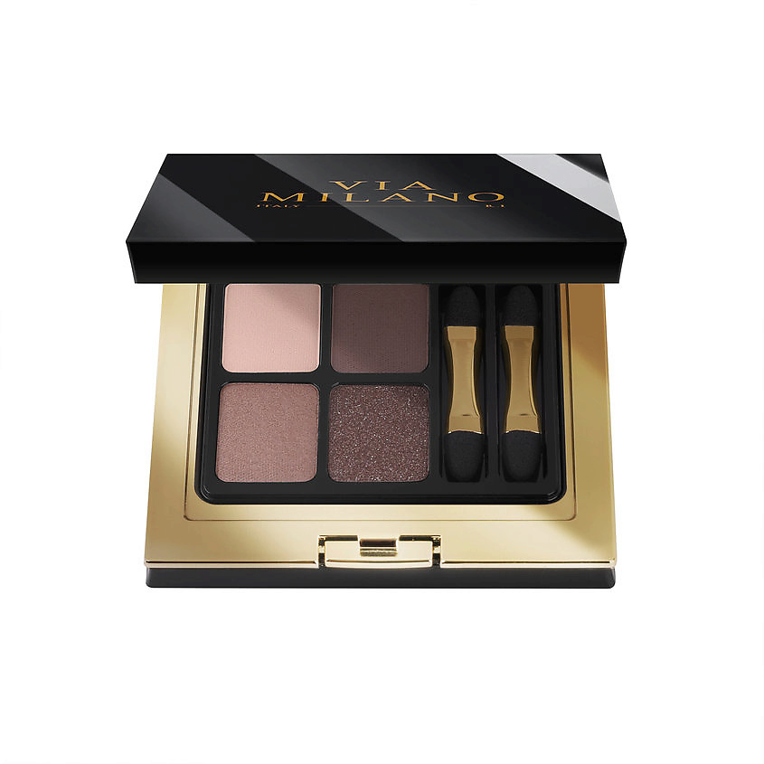 VIA MILANO Палетка теней для век четырехцветная с витамином Е Капучино Eyeshadow Palette 4 Colours Cappuccino – фото 1