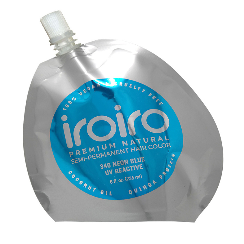 IROIRO Семи-перманентный краситель для волос 340 NEON BLUE Неоновый синий – фото 2