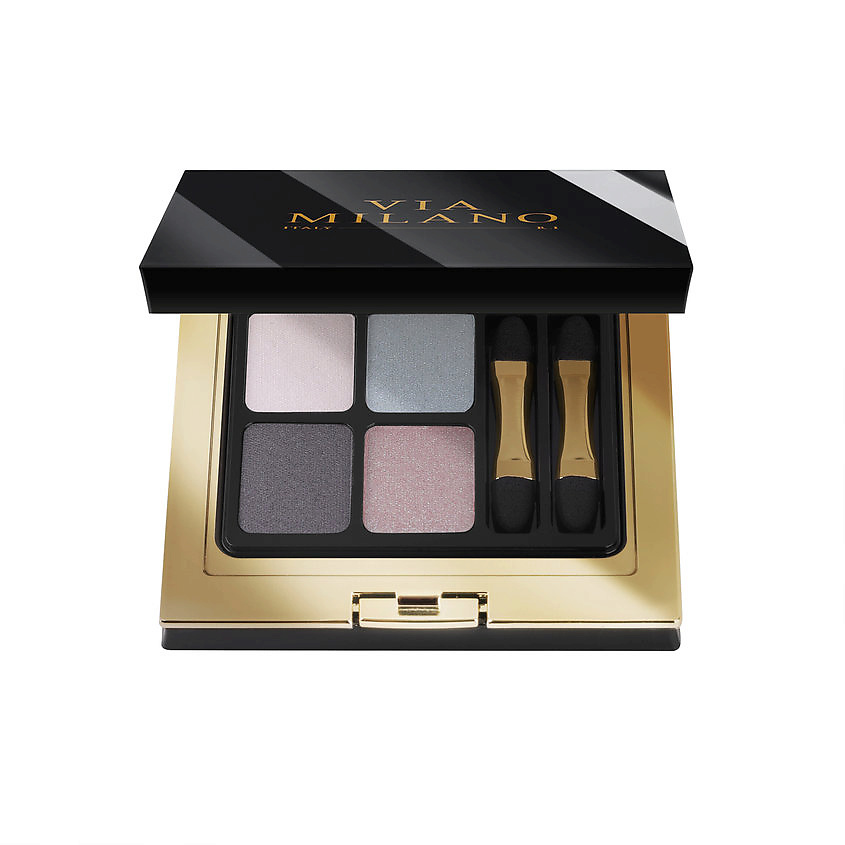 VIA MILANO Палетка теней для век четырехцветная с витамином Е Ночная загадка Eyeshadow Palette 4 Colours Night Mystery – фото 1