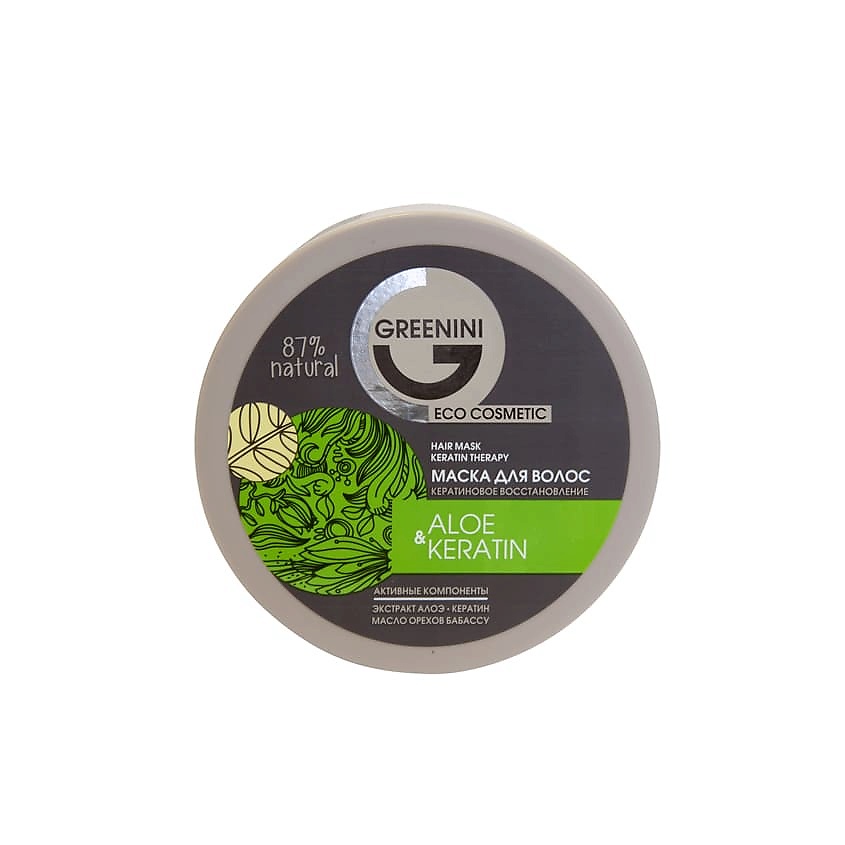 GREENINI Маска для волос кератиновое восстановление ALOE&KERATIN – фото 2
