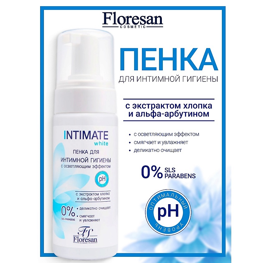 FLORESAN Пенка для интимной гигиены с остветляющим эффектом INTIMATE – фото 1