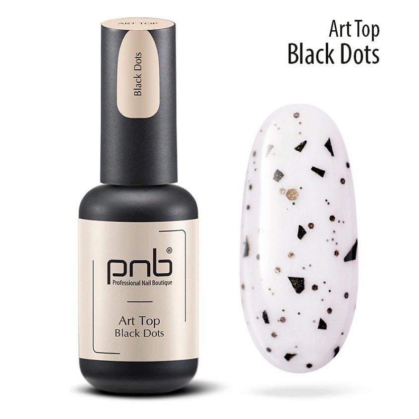 PNB PROFESSIONAL NAIL BOUTIQUE Топ арт для гель-лака Black Dots matte no wipe – фото 2