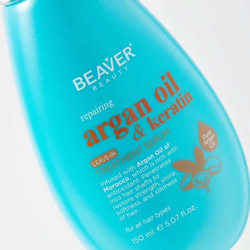 BEAVER Кондиционер для волос несмываемый Argan oil & Keratin LEAVE-IN TREATMENT SERUM – фото 2