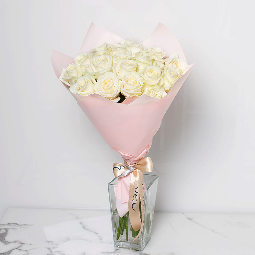 ЛЭТУАЛЬ FLOWERS Букет из белых роз 19 шт. (40 см) – фото 4