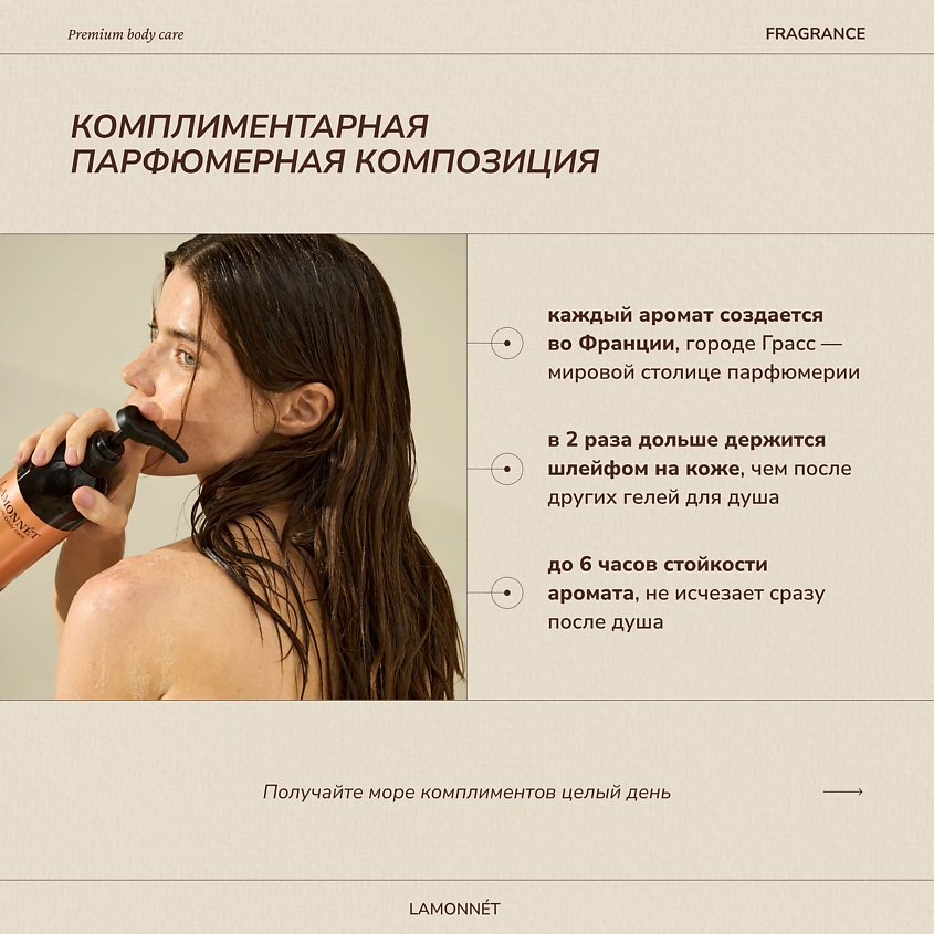 LAMONNET Гель для душа парфюмированный, Черная роза Баккара – фото 4