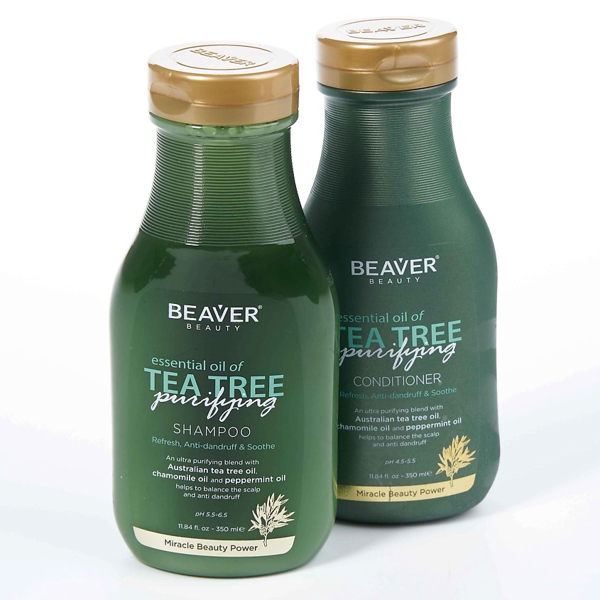 BEAVER Шампунь Tea Tree purifying  Shampoo, для кожи головы, склонной к сухости и перхоти – фото 4