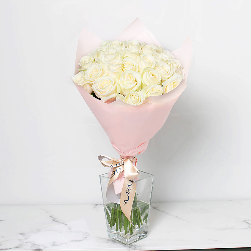 ЛЭТУАЛЬ FLOWERS Букет из белых роз 25 шт. (40 см) – фото 4