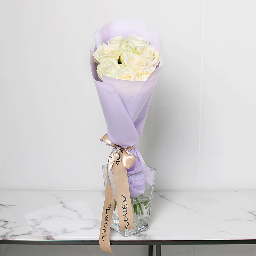 ЛЭТУАЛЬ FLOWERS Букет из белых роз 9 шт. (40 см) – фото 4