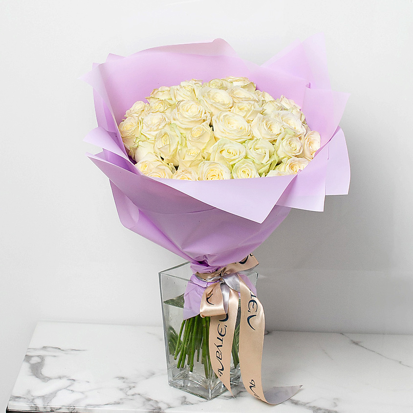 ЛЭТУАЛЬ FLOWERS Букет из белых роз 41 шт. (40 см) – фото 4