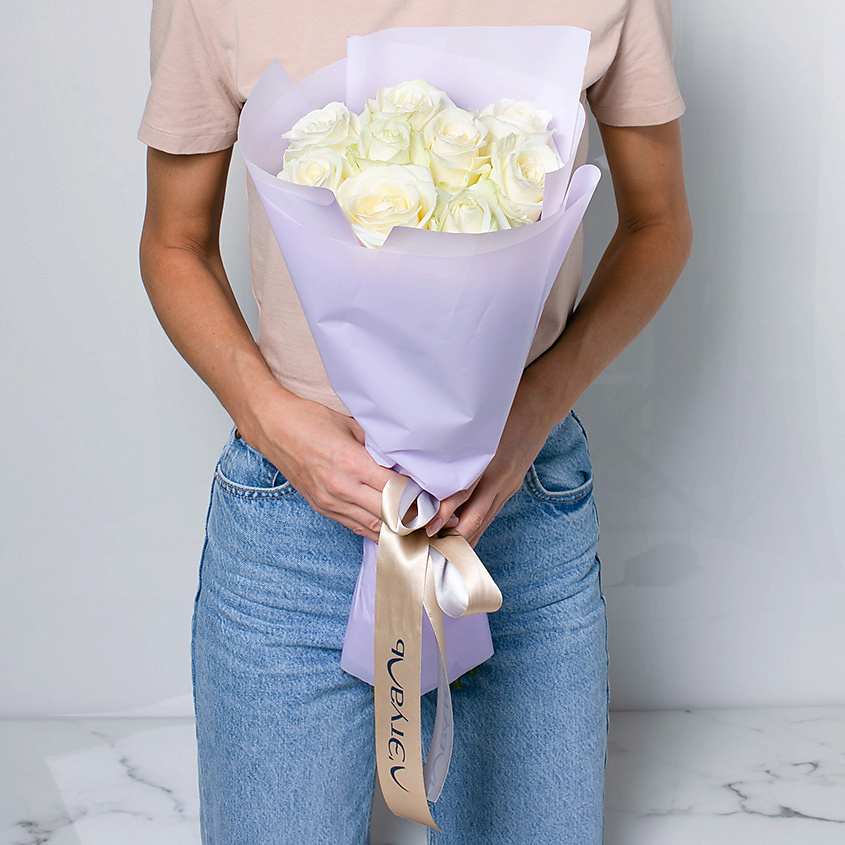 ЛЭТУАЛЬ FLOWERS Букет из белых роз 9 шт. (40 см) – фото 2