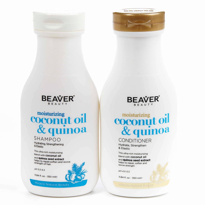 BEAVER Кондиционер увлажняющий для нормальных и сухих волос Coconut Oil & quinoa Conditioner, 350 мл – фото 4
