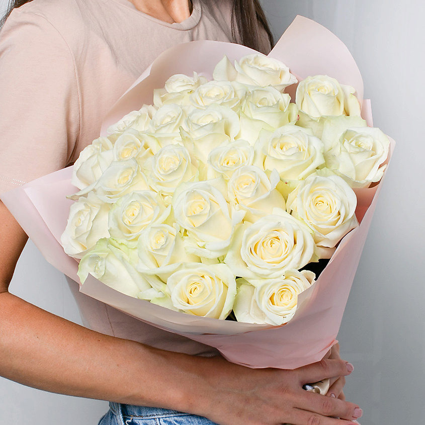 ЛЭТУАЛЬ FLOWERS Букет из белых роз 21 шт.(40 см) – фото 1
