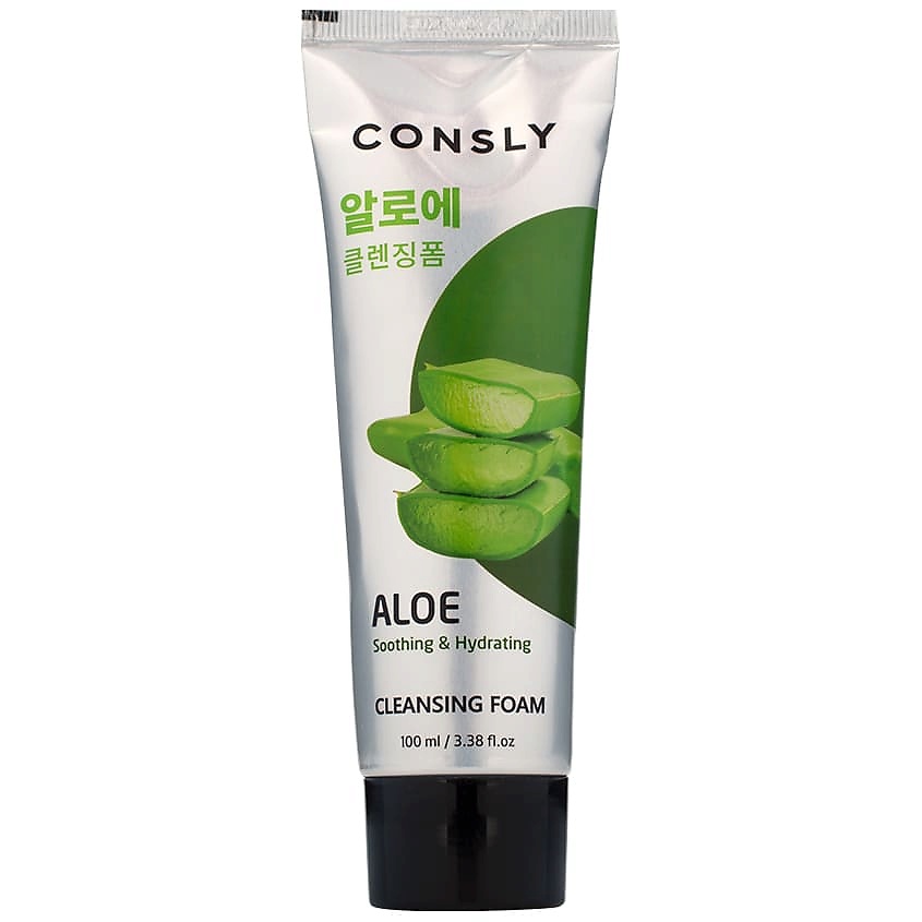 CONSLY Пенка для умывания успокаивающая кремовая c экстрактом алоэ вера Aloe Vera Soothing Creamy Cleansing Foam – фото 1