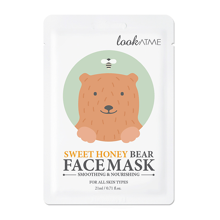LOOK AT ME Маска для лица тканевая c экстрактом меда питательная Sweet Honey Bear Face Mask – фото 2