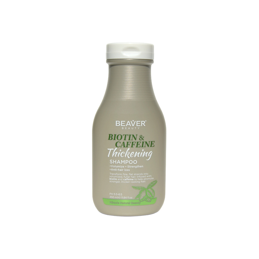 BEAVER Шампунь укрепляющий  Biotin & Caffeine Thickening Shampoo, для поврежденных волос, 350 мл – фото 1