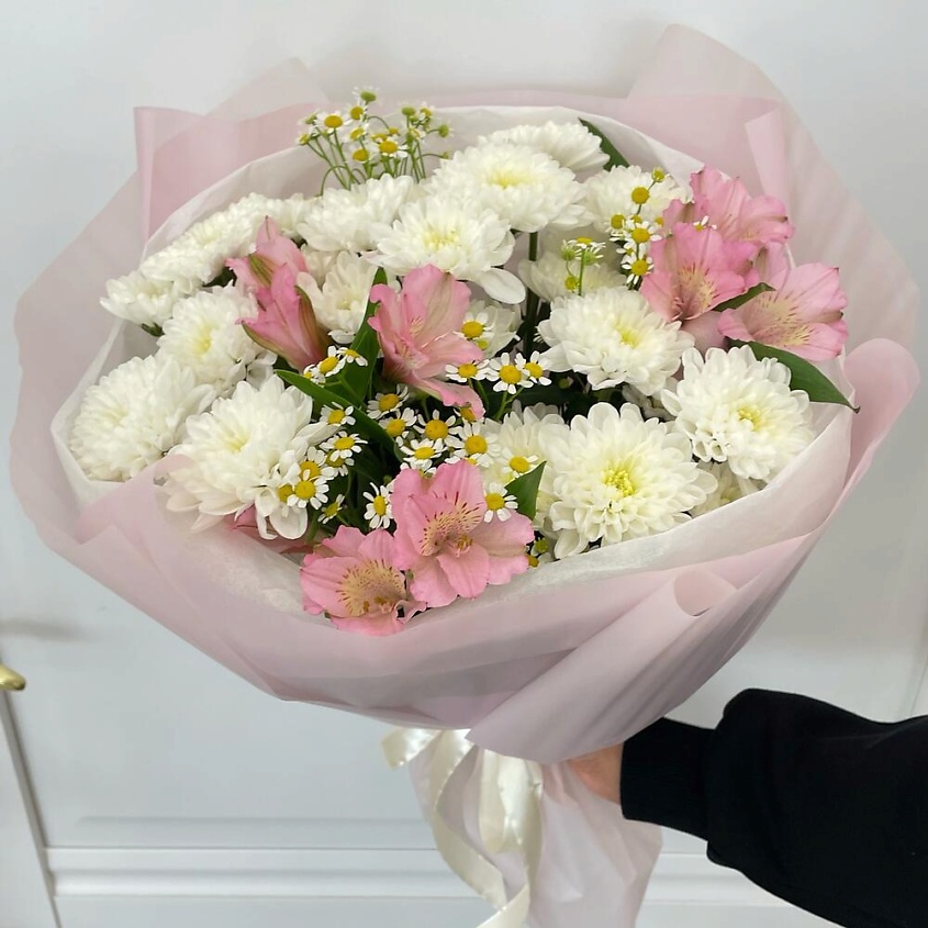 FLOWERS DE LUXE БУТИК ЦВЕТОВ И ПОДАРКОВ Маскарпоне Хризантема, альстромерия, танацетум – фото 2