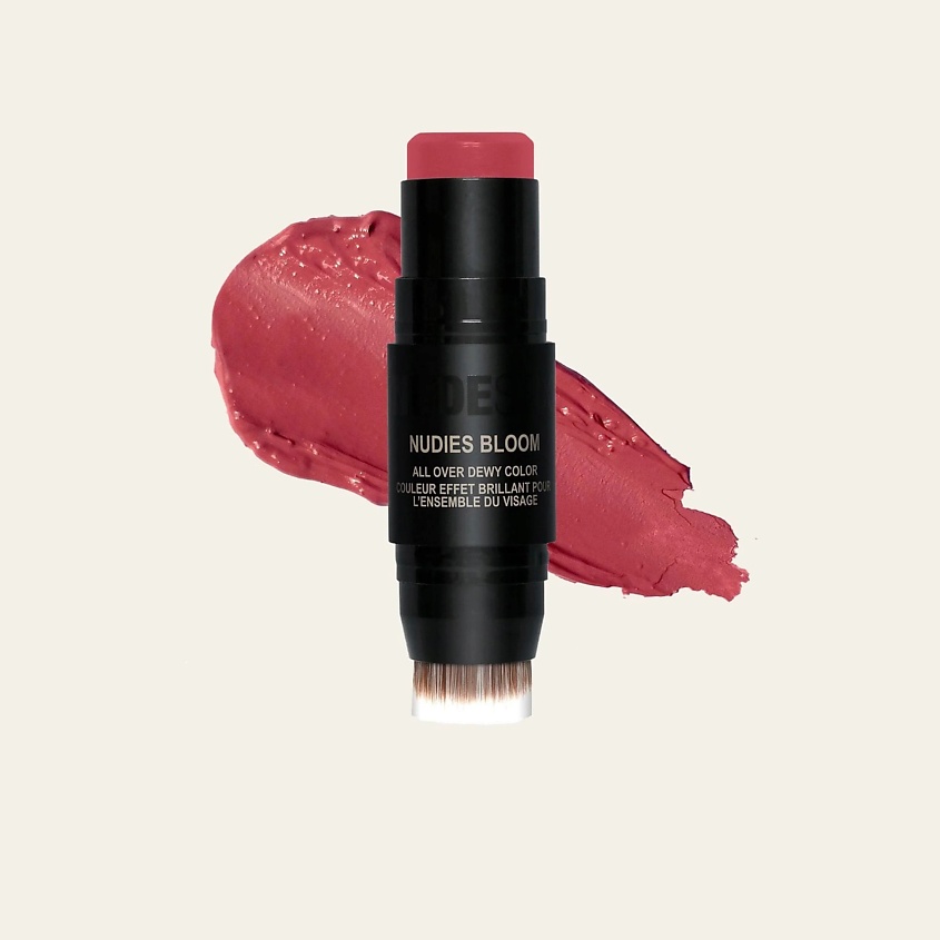NUDESTIX Кремовые сияющие румяна в стике Nudies Bloom со встроенной кисточкой, Bohemian Rose – фото 2