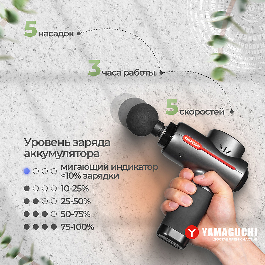 YAMAGUCHI Перкуссионный массажер для тела Therapy Massage Gun ударный пистолет – фото 2