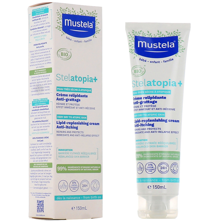 MUSTELA Восстанавливающий крем против зуда и сухости Stelatopia+ Lipid-replenishing, 150 мл – фото 2