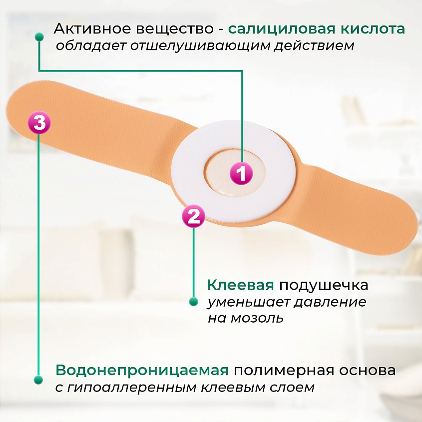 LUXPLAST Лейкопластырь от сухих мозолей на полимерной основе 6 штук – фото 2