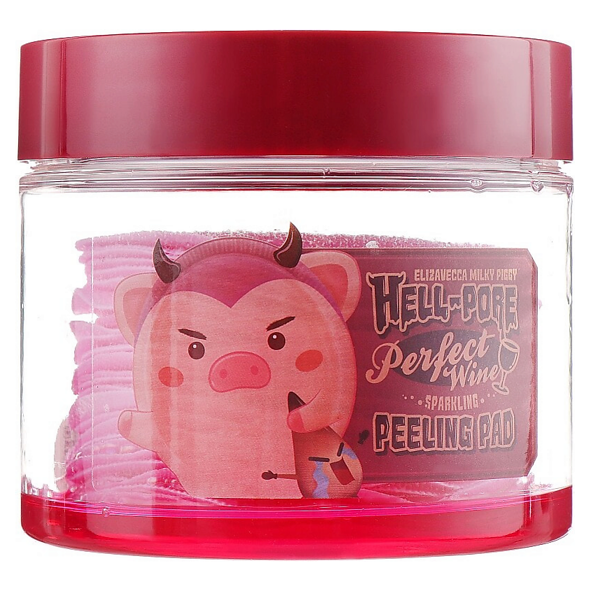 ELIZAVECCA Очищающие диски для лица Milky Piggy Hell-Pore Perfect Wine Sparkling Peeling Pad – фото 2
