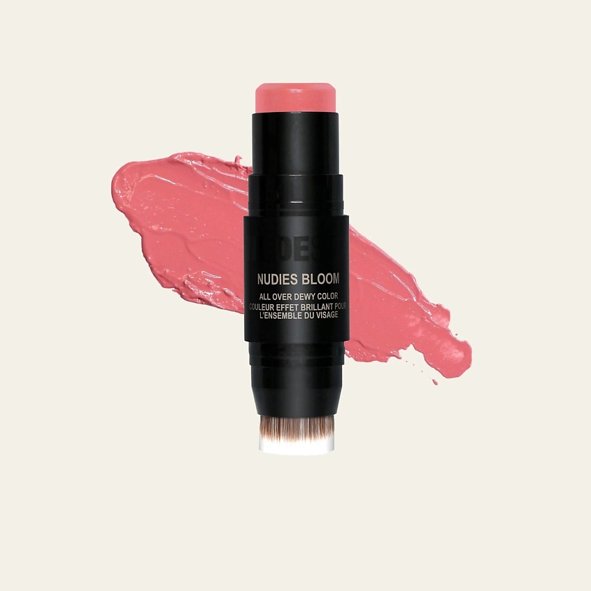 NUDESTIX Кремовые сияющие румяна в стике Nudies Bloom со встроенной кисточкой, Cherry Blossom Babe – фото 2