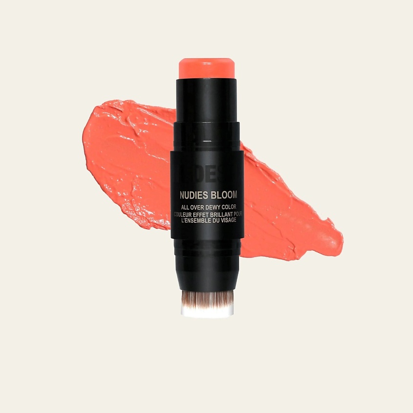NUDESTIX Кремовые сияющие румяна в стике Nudies Bloom со встроенной кисточкой, Tiger Lily Queen – фото 2