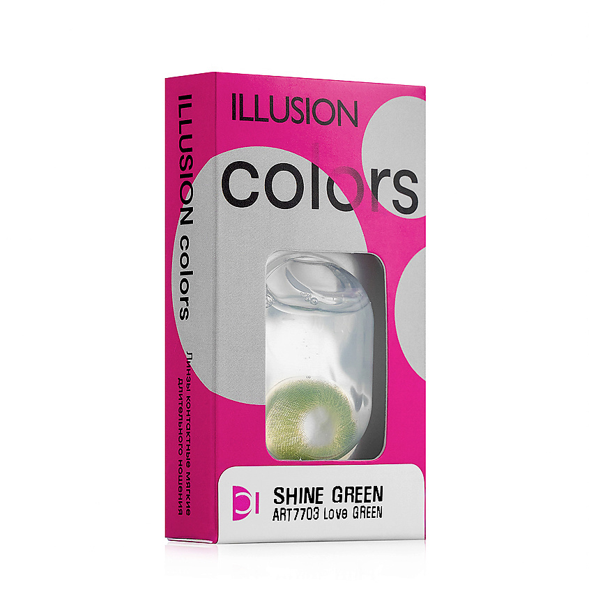 ILLUSION Цветные контактные линзы colors SHINE Love GREEN квартальные – фото 9