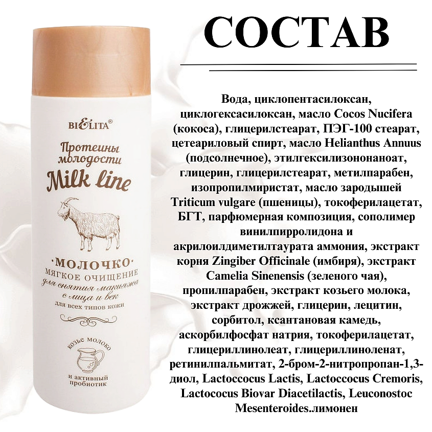 БЕЛИТА Молочко для снятия макияжа с лица и век Мягкое очищение Milk Line – фото 9