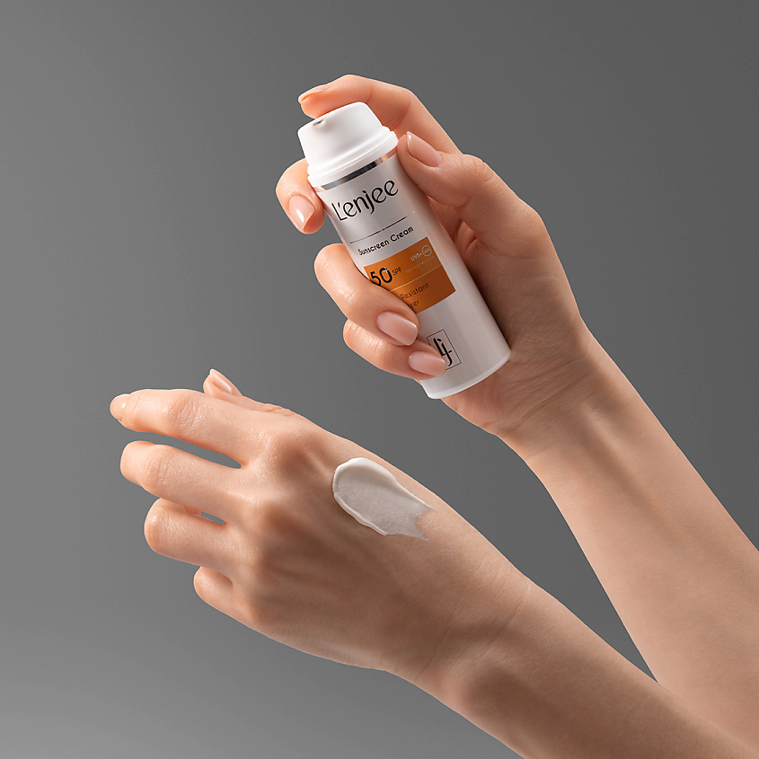 L'ENJEE Солнцезащитный крем для лица SPF 50 увлажняющий с ниацинамидом – фото 4