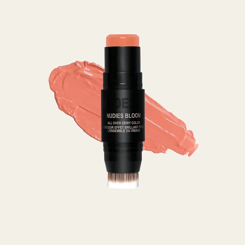 NUDESTIX Кремовые сияющие румяна в стике Nudies Bloom со встроенной кисточкой, Sweet Peach Peony – фото 2