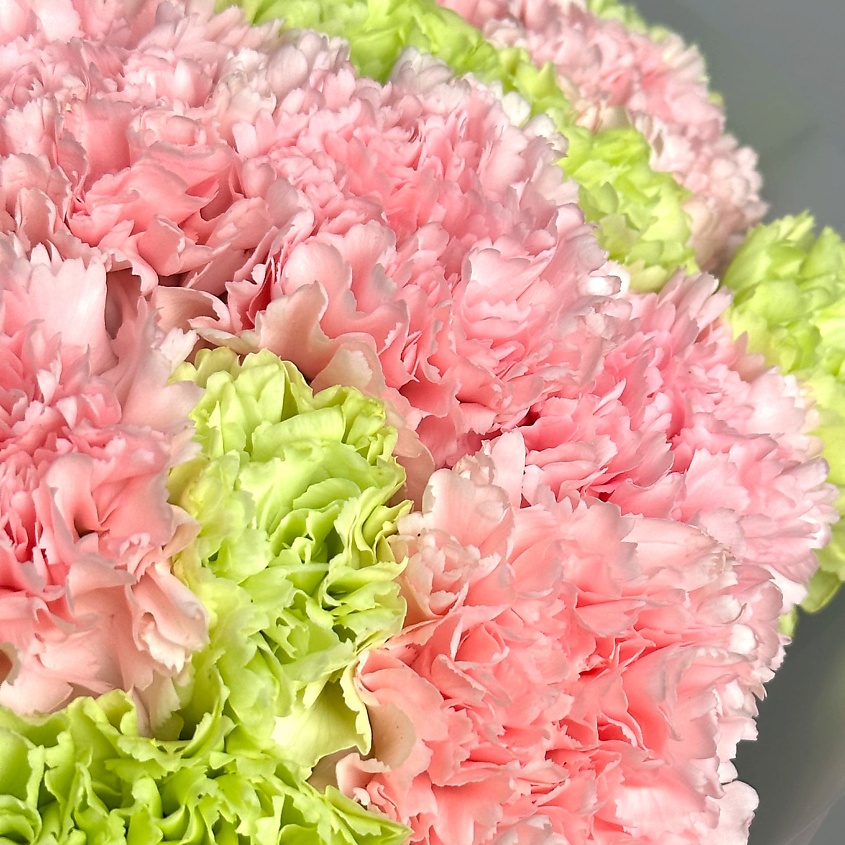 STUDIO FLORISTIC Букет из розовых и зеленых Гвоздик 25 шт «Апрельский Дождь» – фото 5