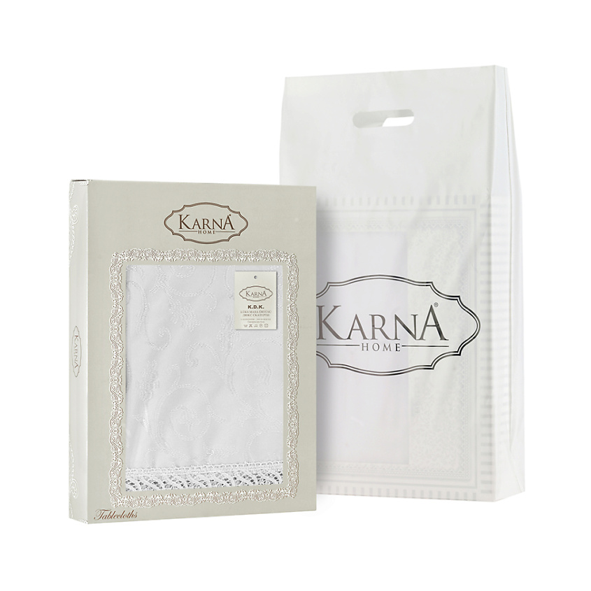 KARNA Скатерть KDK с гипюром прямоугольная – фото 1