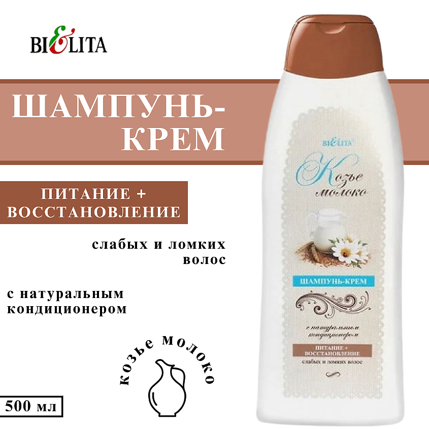 БЕЛИТА Шампунь-крем с натуральным кондиционером Козье Молоко – фото 1